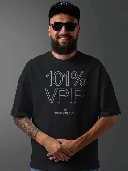 Black Unisex Oversized Tee with 101% VPIP Poker Design